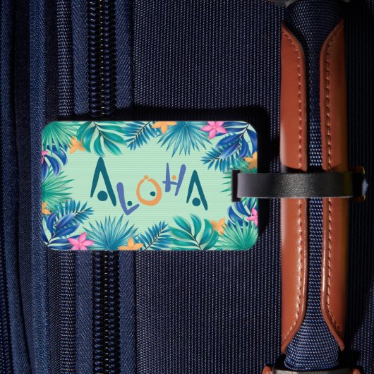 Farbenfrohe Hawaiian Aloha Gruß Gepäckanhänger (Rückseite Insitu 2)