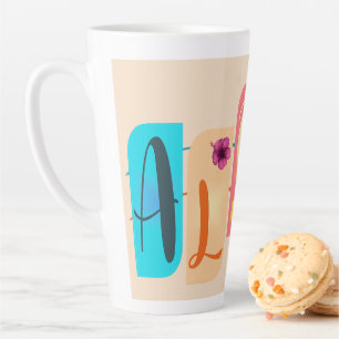 Farbenfrohe hawaiianische Aloha Latte-Tasse Milchtasse