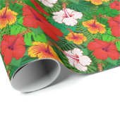 Farbenfrohe hawaiianische Blume Tropische Blätter  Geschenkpapier (Rolleneckpunkt)