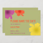 Farbenfrohe hawaiianische Hibiskus Hochzeit retten Save The Date (Vorne/Hinten)