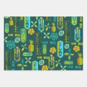 Farbenfrohe Hawaiianische Tiki und Fische Geschenkpapier Set (Vorderseite 3)