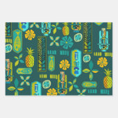 Farbenfrohe Hawaiianische Tiki und Fische Geschenkpapier Set (Vorderseite 2)