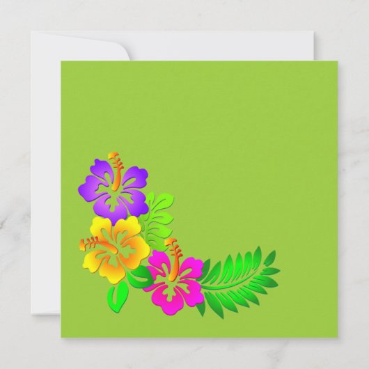 farbenfrohe hawaiianische Tropenhochzeit Einladung (Rückseite)