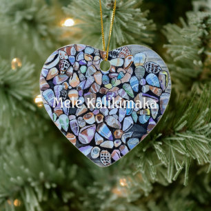 Farbenfrohe hawaiische Muscheln - Mele Kalikimaka Keramik Ornament