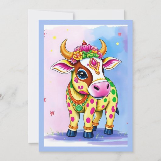 Farbenfrohe, heilige Diwali-Kühe in festlichen Ver (Rückseite)