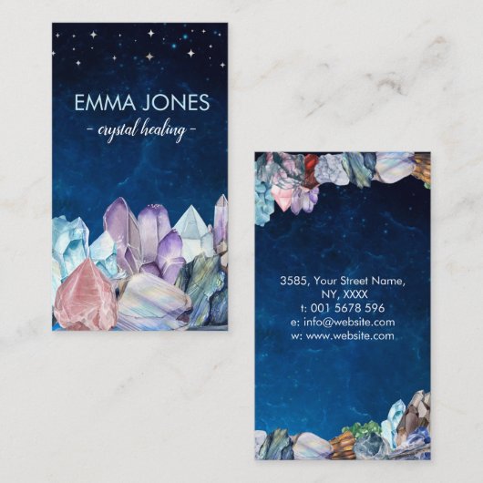 Farbenfrohe Heilkristalle Cluster-Visitenkarte Visitenkarte (Vorne/Hinten)