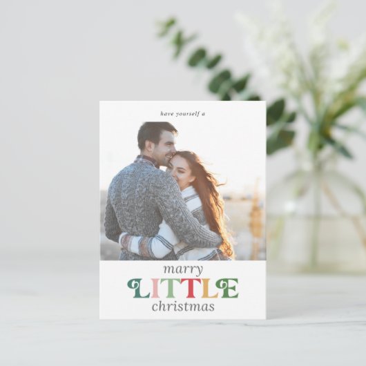 Farbenfrohe Heirat Kleine Weihnachten Save the Dat (Stehend Vorderseite)