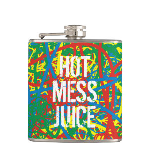 Farbenfrohe, heiße Mess Juice Scribbles Drink Brew Flachmann