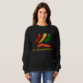 Farbenfrohe heiße Paprikaschoten und "Chili genug  Sweatshirt