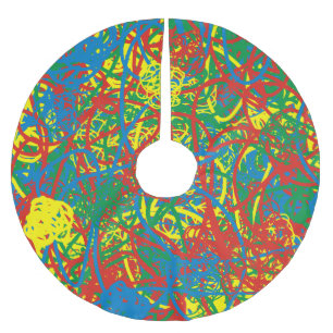 Farbenfrohe heiße Schlamassel Weihnachtsfarbenspri Polyester Weihnachtsbaumdecke