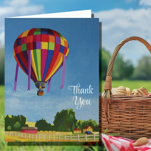 Farbenfrohe Heißluftballon Dankeskarte