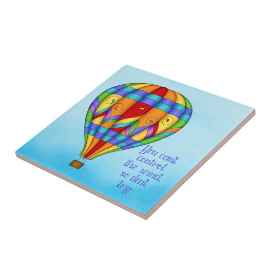 Farbenfrohe Heißluftballon Fliese (Seite)