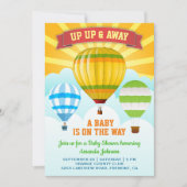 Farbenfrohe Heißluftballon Kinderdusche Einladung (Vorderseite)