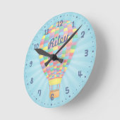 Farbenfrohe Heißluftballon Kinderzimmer Zimmerdeko Runde Wanduhr (Winkel)