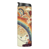 Farbenfrohe Heißluftballon und Regenbogen Thermosbecher (Nach rechts gedreht)