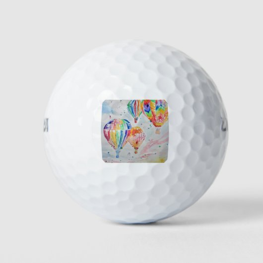Farbenfrohe Heißluftballon Wasserfarben Design Golfball (Vorderseite)