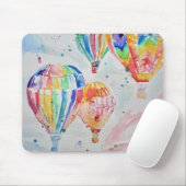 Farbenfrohe Heißluftballon Wasserfarben Design Mousepad (Mit Mouse)