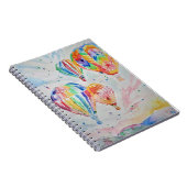 Farbenfrohe Heißluftballon Wasserfarben Design Notizblock (Rechte Seite)