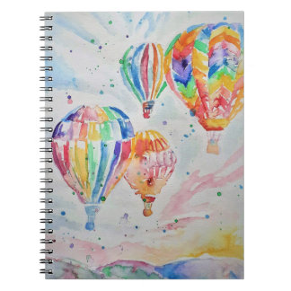 Farbenfrohe Heißluftballon Wasserfarben Design Notizblock