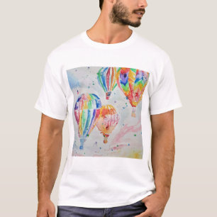 Farbenfrohe Heißluftballon Wasserfarben Design T-Shirt