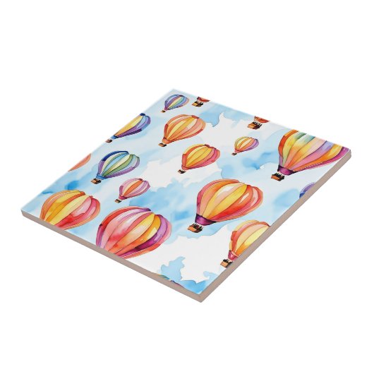 Farbenfrohe Heißluftballons Fliese (Seite)