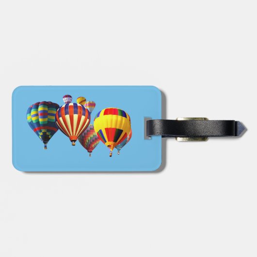Farbenfrohe Heißluftballons Gepäckanhänger (Rückseite horizontal)