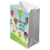 Farbenfrohe Heißluftballons Kinderfeiern Mittlere Geschenktüte (Vorderseite Schrägansicht)