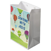 Farbenfrohe Heißluftballons Kinderfeiern Mittlere Geschenktüte (Rückseite Schrägansicht)