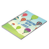 Farbenfrohe Heißluftballons Kinderfeiern Notizblock (Linke Seite)