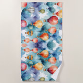 Farbenfrohe Heißluftballons Muster. Strandtuch (Vorderseite)