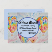 Farbenfrohe Heißluftballons Neue Adresse Postkarte (Vorne/Hinten)