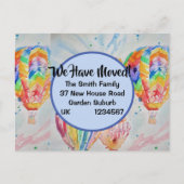 Farbenfrohe Heißluftballons Neue Adresse Postkarte (Vorderseite)