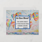 Farbenfrohe Heißluftballons Neue Adresse Postkarte (Vorne/Hinten)