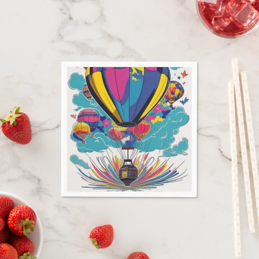 Farbenfrohe Heißluftballons Serviette (Beispiel)