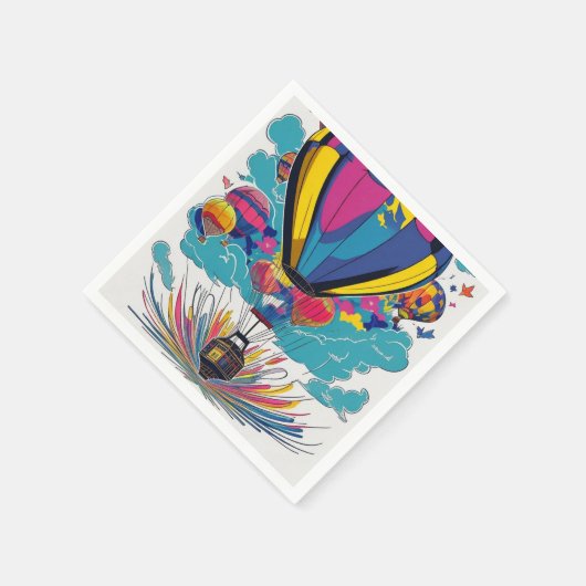 Farbenfrohe Heißluftballons Serviette (Ecke)