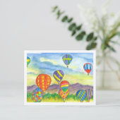 Farbenfrohe Heißluftballons Wasserfarbe Postkarte (Stehend Vorderseite)