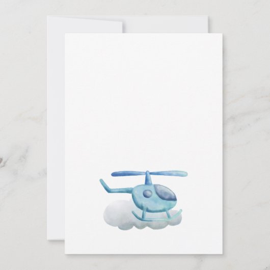 Farbenfrohe Helikopter-Babydusche Einladung (Rückseite)