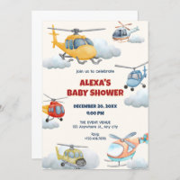 Farbenfrohe Helikopter-Babydusche Einladung