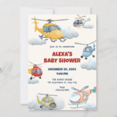 Farbenfrohe Helikopter-Babydusche Einladung (Vorderseite)