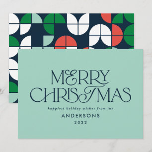 Farbenfrohe helle Aqua Weihnachtsgeometrie Feiertagskarte