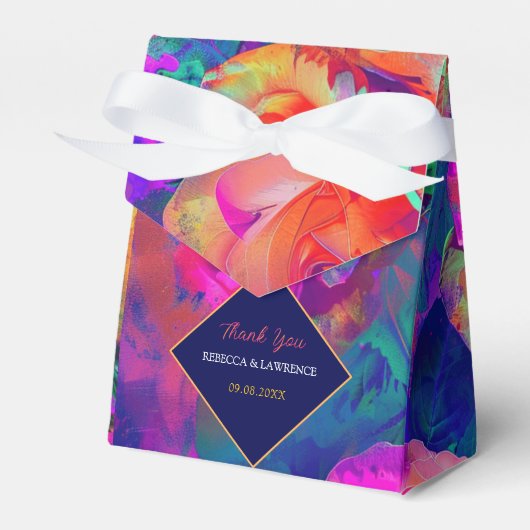 Farbenfrohe helle Blume Hochzeitszelt Geschenkschachtel (Vorderseite)