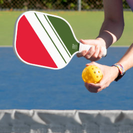 Farbenfrohe, helle, dunkelgrüne, feine weiße Strei Pickleball Schläger