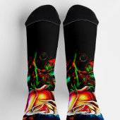 Farbenfrohe, helle Fantasie Rose Blume Socken (Oben)