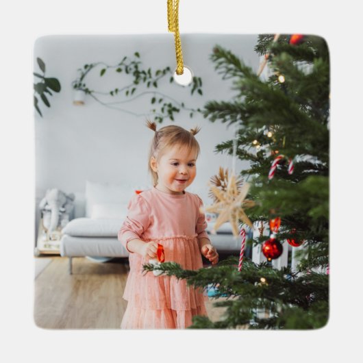 Farbenfrohe helle Foto Frohe Weihnachten Keramikornament (Vorderseite)