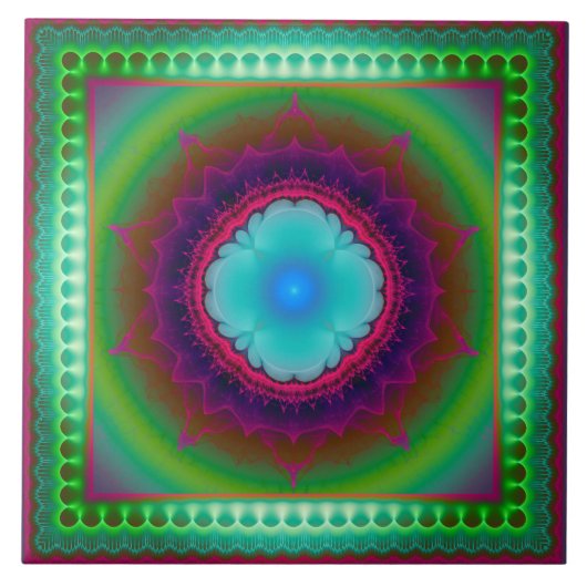Farbenfrohe helle Fraktal Fliese (Vorderseite)