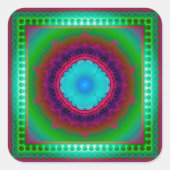 Farbenfrohe helle Fraktal Quadratischer Aufkleber (Vorderseite)
