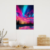 Farbenfrohe, helle Nordlichtmauer Poster (Küche)