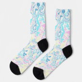 Farbenfrohe helle Pastel Groovy Boho Abstrakter Ma Socken (Linkes Detail)