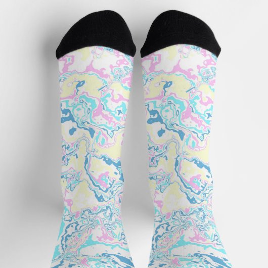 Farbenfrohe helle Pastel Groovy Boho Abstrakter Ma Socken (Oben)