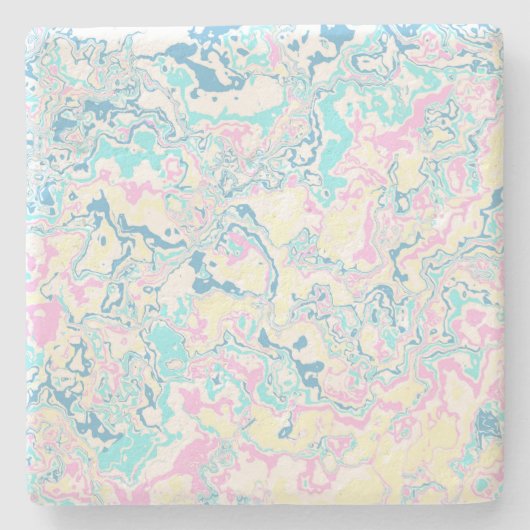 Farbenfrohe helle Pastel Groovy Boho Abstrakter Ma Steinuntersetzer (Vorderseite)